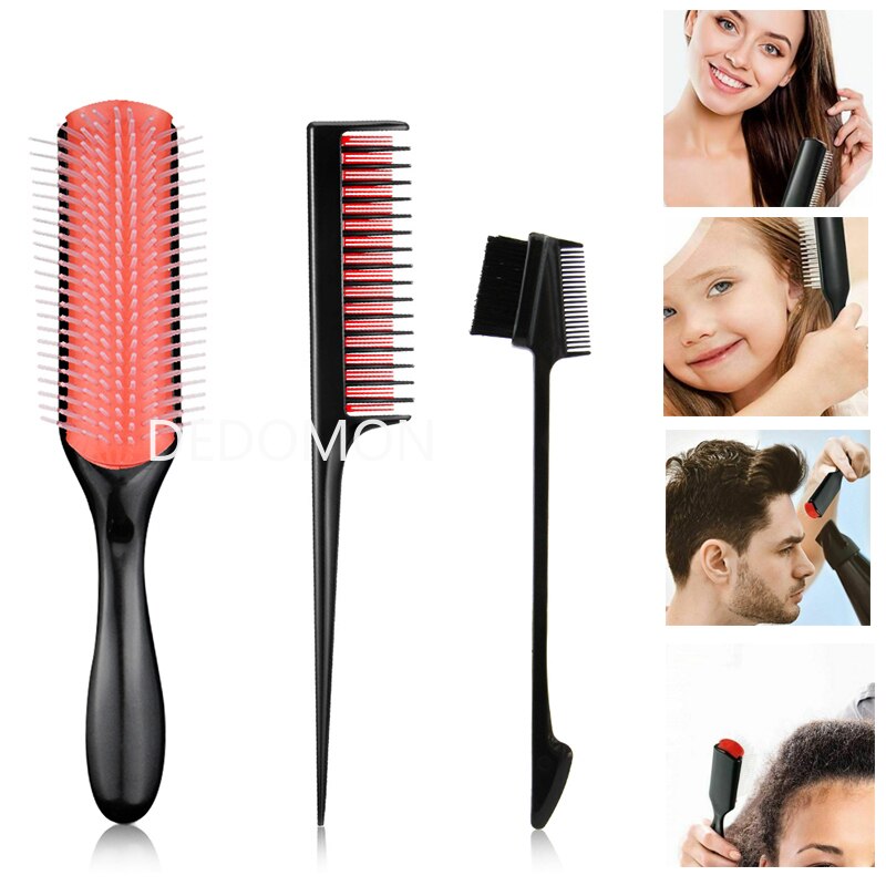 Hair Comb 9-Row Detangling Hair Brush Rat Tail Comb Styling Hairbrush Straight Curly Wet Hair Scalp Massage Brush Women