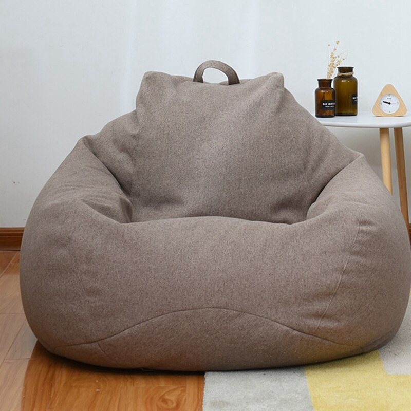 Katoen Linnen Bean Bag Cover Sofa Zitzak Luie Sofa Covers Zonder Vulmiddel Voor Volwassenen En Kinderen Grootte S-L Stoelen Poef bladerdeeg Couch: BR / 70 x 80 cm