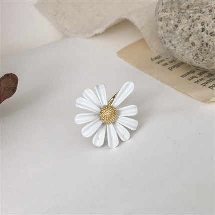 AOMU corée chaude petite marguerite fleur anneaux ouverts pour les femmes blanc peinture bague de mariage bijoux de