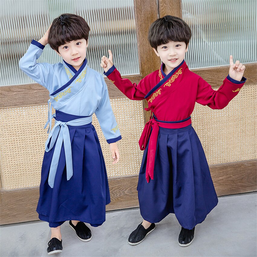 Ano novo meninos tang terno tradicional chinês roupas kung fu oufit 2021 manga longa festival trajes de desempenho palco