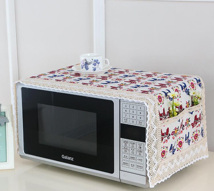 Superior cotton linen Dust Cover Microwave Cover Microwave Oven Hood Microwave Towel With Storage Bag
