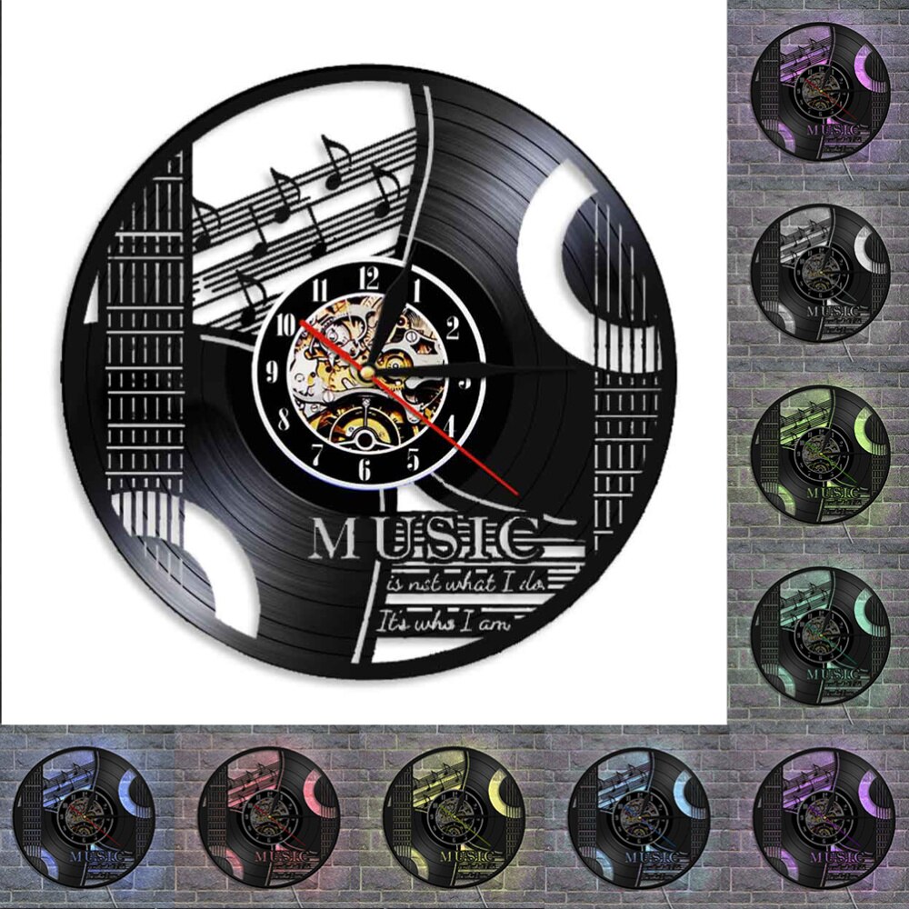 Vinyl Record Wall Clock Musical Note Instrument Wall Clock Wall Hanging Clock (without Lamp Shipment without Battery)