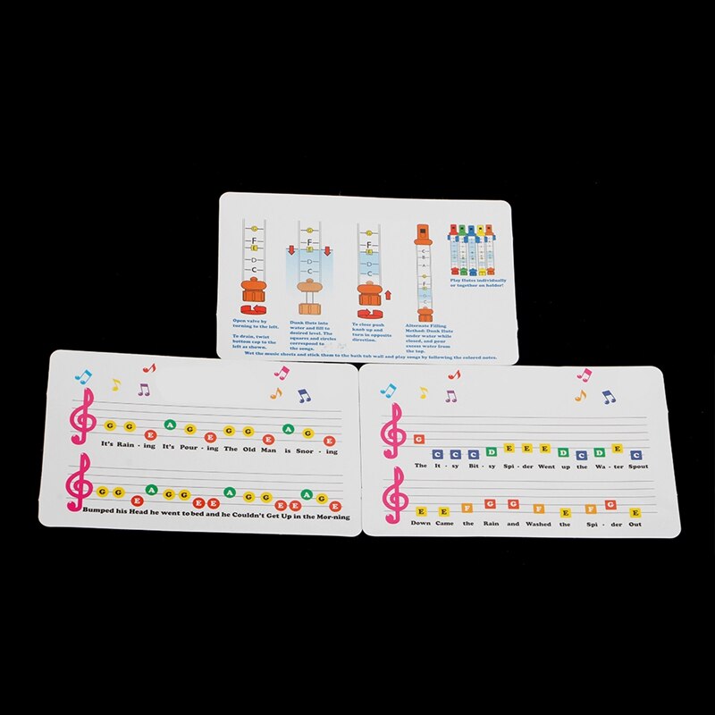 HBB Set of 5 Water Flutes Music Song Sheets Instruments Kids Fun Children Bath Toy