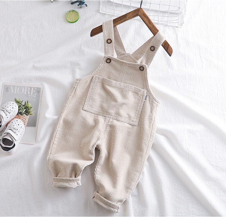 7 plus 1 børn piger fløjlsbukser bukser baby drenge overalls børn smækbukser beige brun rød ensfarvet: Beige / 8