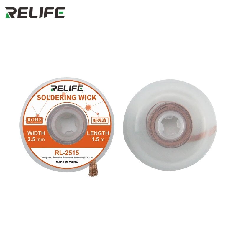 RELIFE-mecha para soldadura, cable eliminador de soldadura trenzada para PCB, herramienta de reparación de soldadura, 1 Uds., 1,5mm, 2mm, 2,5mm, 3mm, 5 uds.: RL-2515