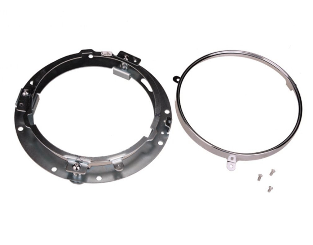 7 Inch Stainless Steel Round LED Headlight Mounting Bracket Ring for Built-in Strong Springs Chrome Plated