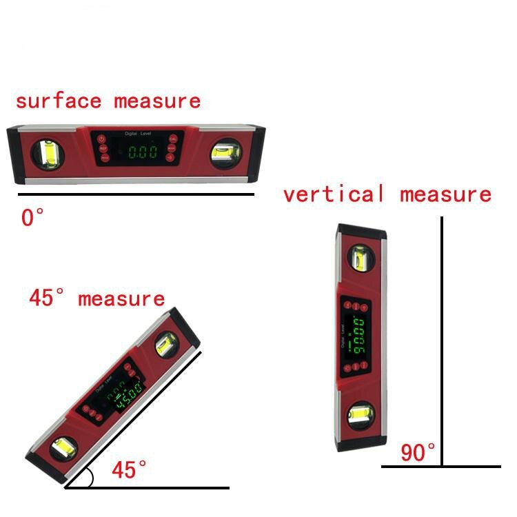 Glorystar digital vaterpas høj præcision magnetisk aluminiumslegering støbning multifunktion gradient måleinstrument