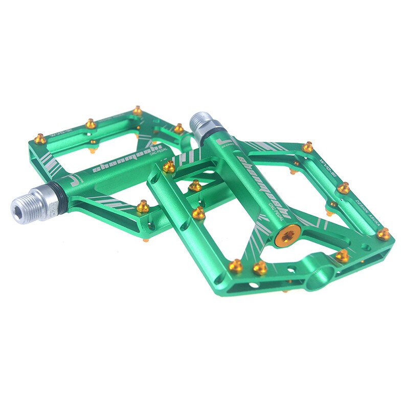 SMS Bicycle Pedal MTB Mountain Bike Pedals MTB 4 Bearings Fixie Bike Footrest Big Flat Treat Ultralight 306g Cycling 9/16 BMX: 1 pair green