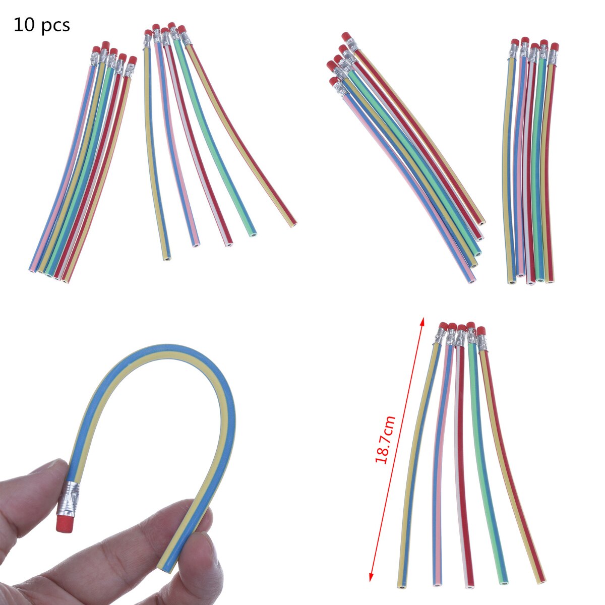 10pcs Flexible Soft Bendy Pencil With Eraser For Student Kids Writing School Stationery Fun Bend Soft Pencils
