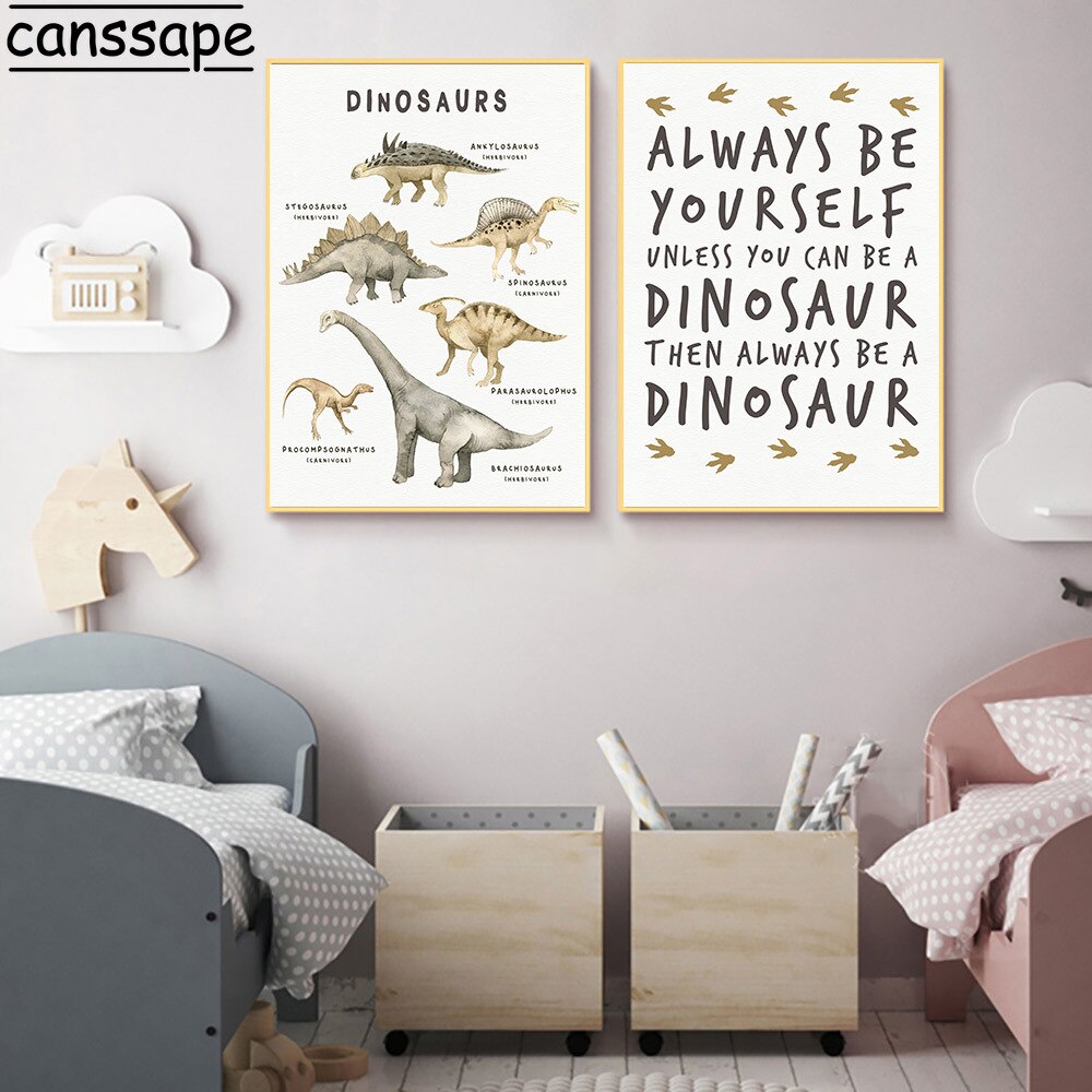 Poikahuone seinä taideprintti dinosaurus kankaalle maalaus modulaarinen print leikkihuone julistekaavio koulutuskuva lastenhuone lastenhuoneen sisustus