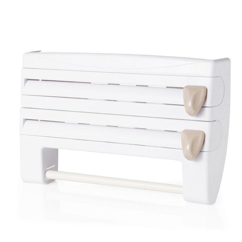 Dispensador de rollos de cocina, soporte de pared para nevera, Film transparente, papel de aluminio, montado en la pared: Verde claro