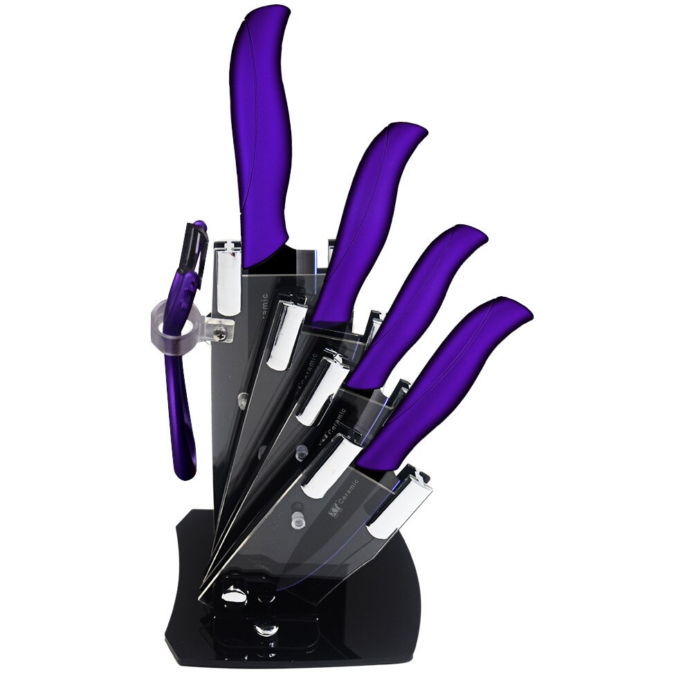 Xyj keramiska knivar 6 stycken set 3 4 5 6 tums kockkniv antibakteriell flerfärgshandtag köksredskap: Lila (6 st)