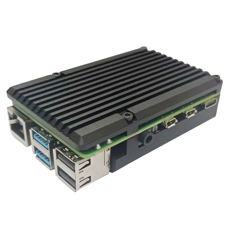 for Raspberry Pi 4B Latest CNC Aluminum Alloy Case Enclosure with Cooling Fan CA