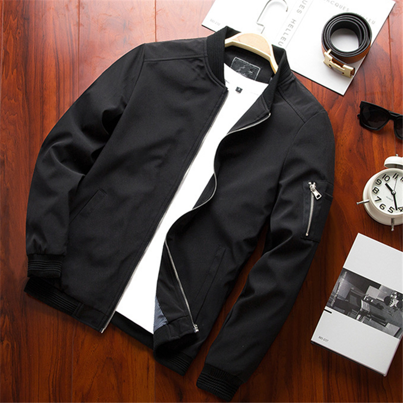 Homens jaqueta bomber fina manga longa jaquetas de beisebol dos homens blusão com zíper jaqueta masculina outwear roupas de marca