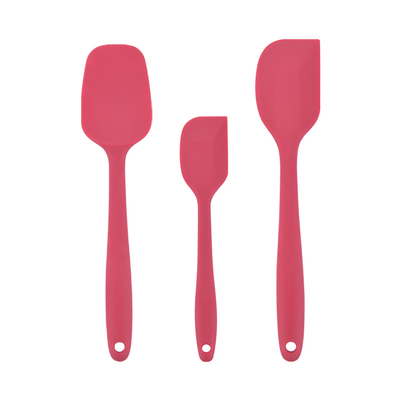Baking Utensils Food Grade Silicone Scraper Three Piece Baking Set Salad Mixing Large and Small Scraper: rose