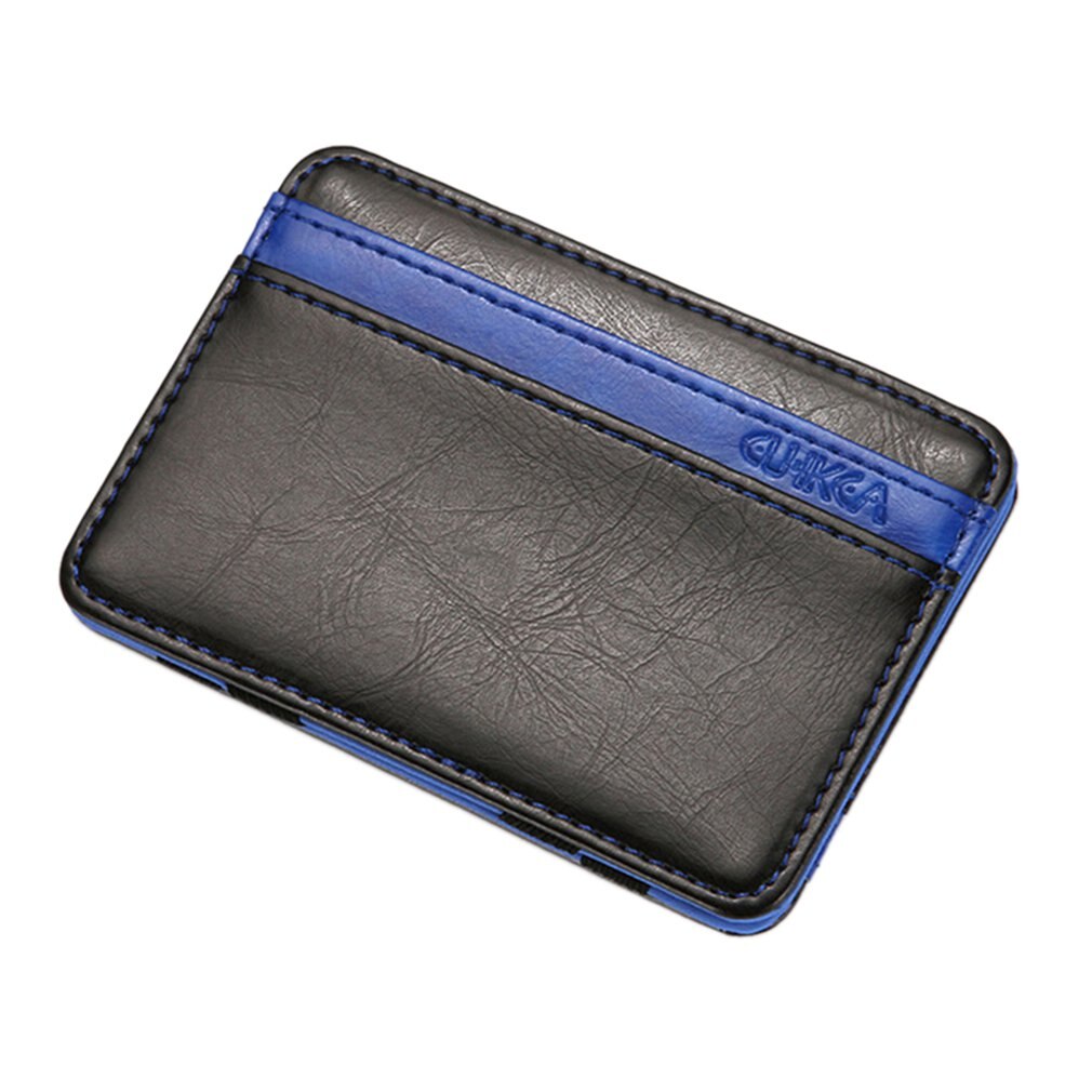 Men's Wallet Matte Leather Stitching Zipper Coin Purse Card Pack Classic European And American: Blue