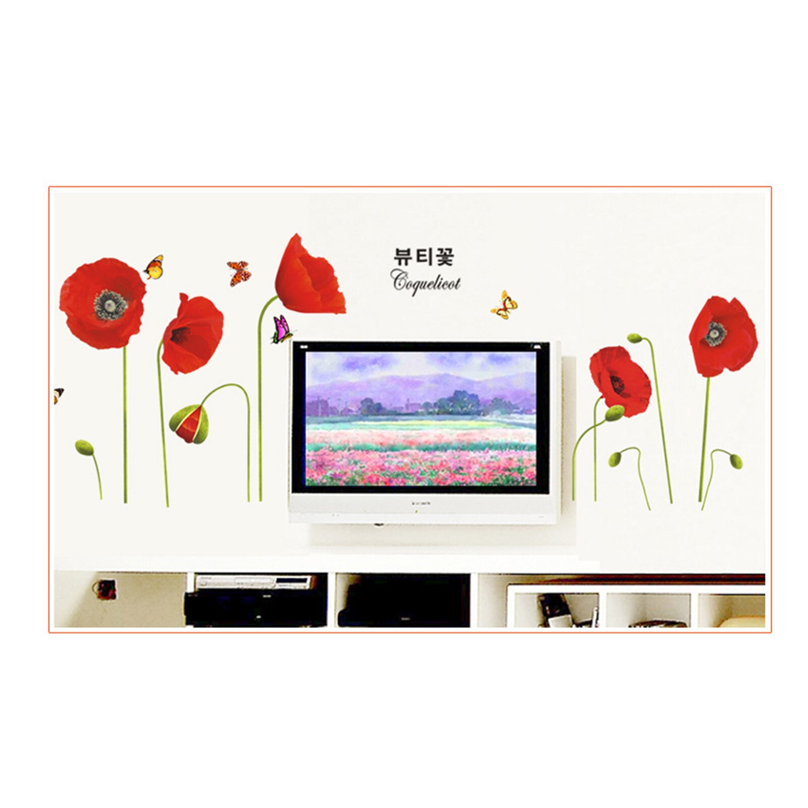 Poppies Wall Stickers Peel And Stick Flower Art Decals For Home Decor Room Decoration Bedroom Wall Decoration