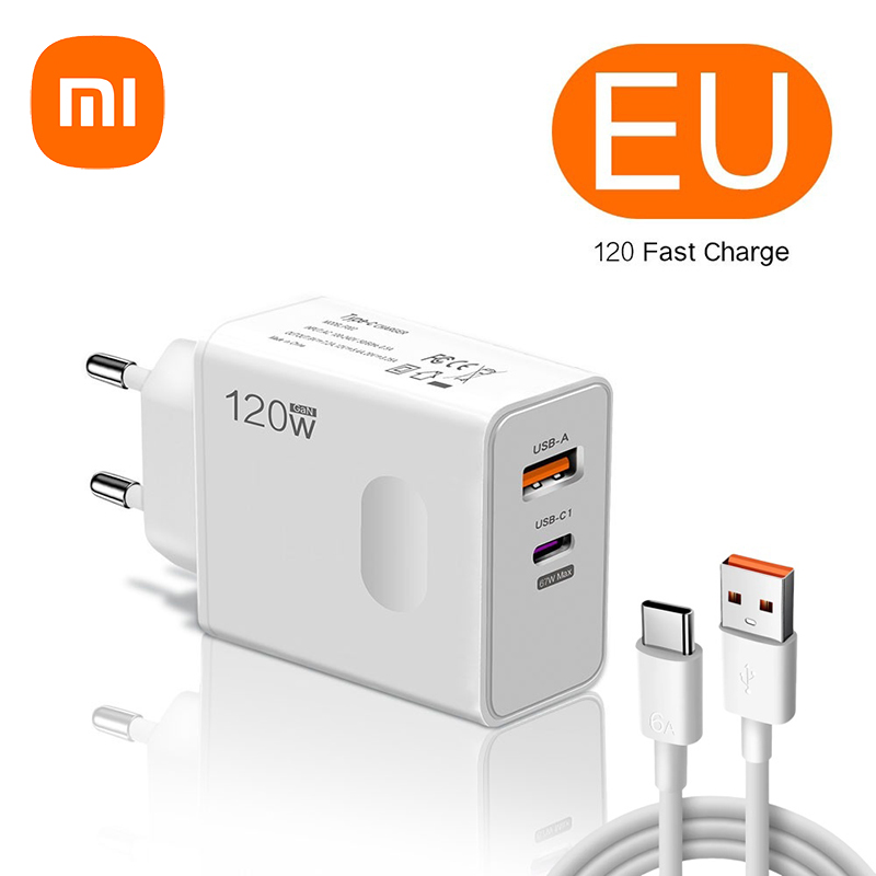 Xiaomi 120W Original Ladegerät Turbo Schnelle EU UNS UK Wand Hypercharge Adapter USB 6A Typ C Kabel für Xiaomi 13 12 11 Ultra Redmi: Blau
