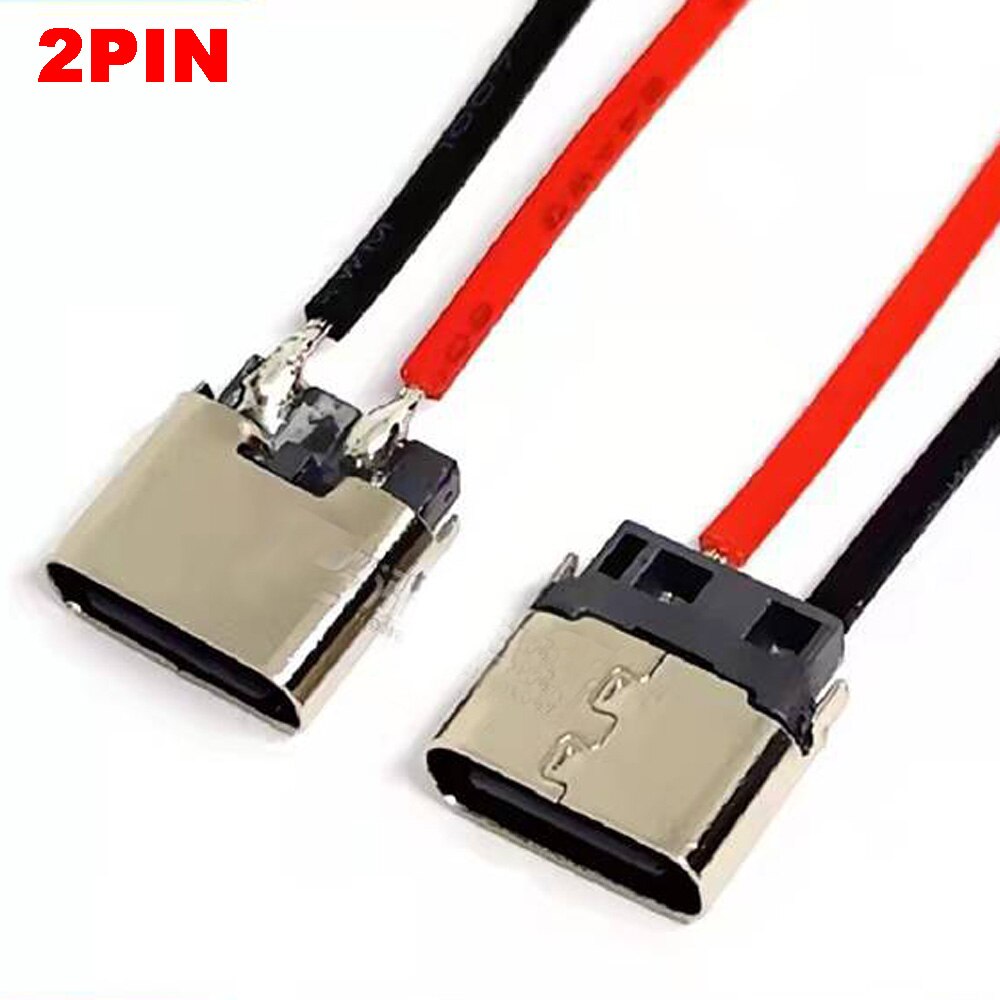 Cable de soldadura USB tipo C, conector hembra recto para puerto de carga de teléfono móvil, 1 unidad, 3,1 Jack, 2 pines