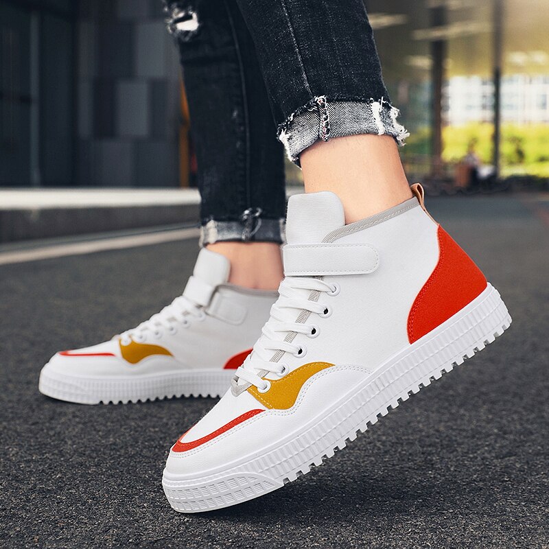 Herr vulkanisera skor tecknade sneakers höga skor för män fritidsskor halkfria manliga snörskor män skor tenis tecknad