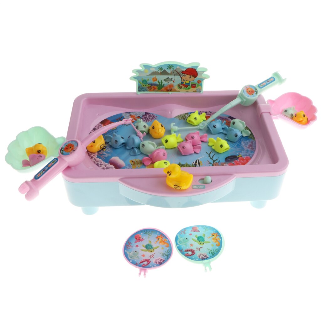 32Pcs Baby Magnetic Fishing Toy Vivid Fish Model Playset & Electric Revolving Fish Musical Pool Early Developmental Game