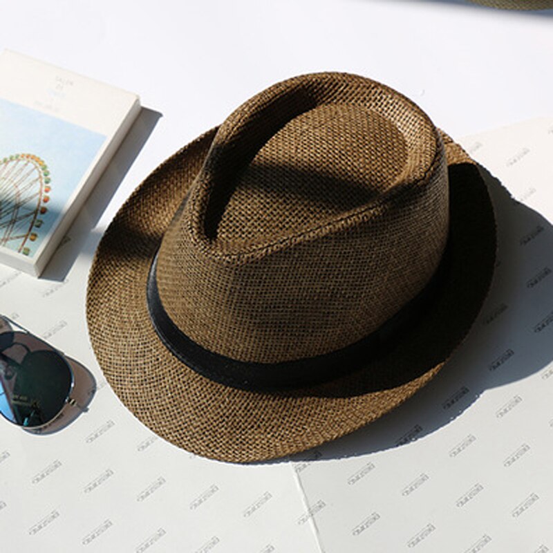 Summer Men Women Children Paper Straw Hat Trilby Gangster Cap Beach Sun Hats Straw Parent-child Jazz Hats Travel Fedoras GH-625