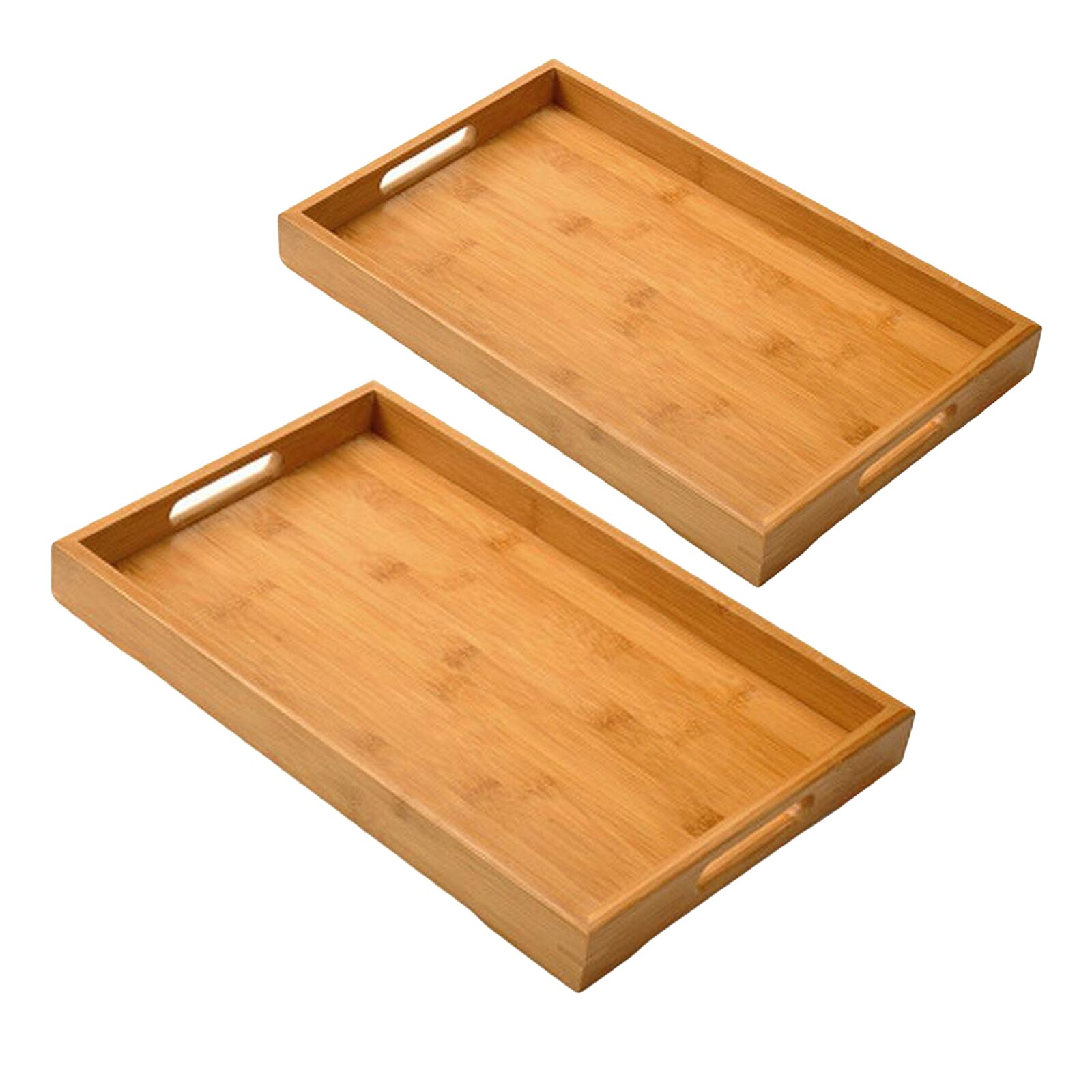 Bamboo Trays with Handle-Rustic Wood Trays -Organizer Compartment for Groceries,