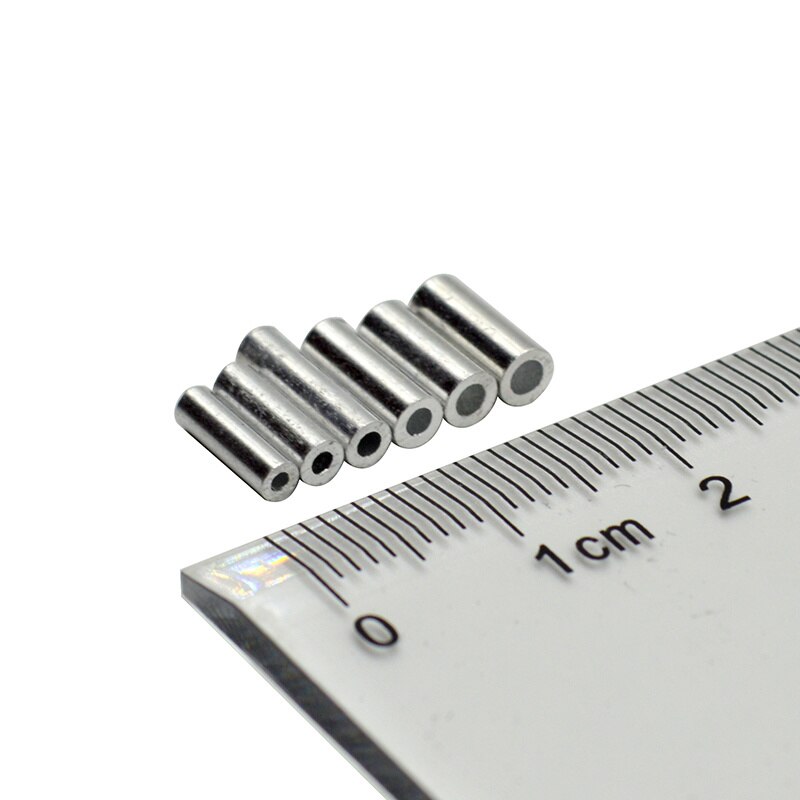 Aluminum Fishing Crimp Sleeves 100pcs/lot Single Round Fishing Line Crimping Tube Wire Crimp Connector Accessories 1.0-2.0mm