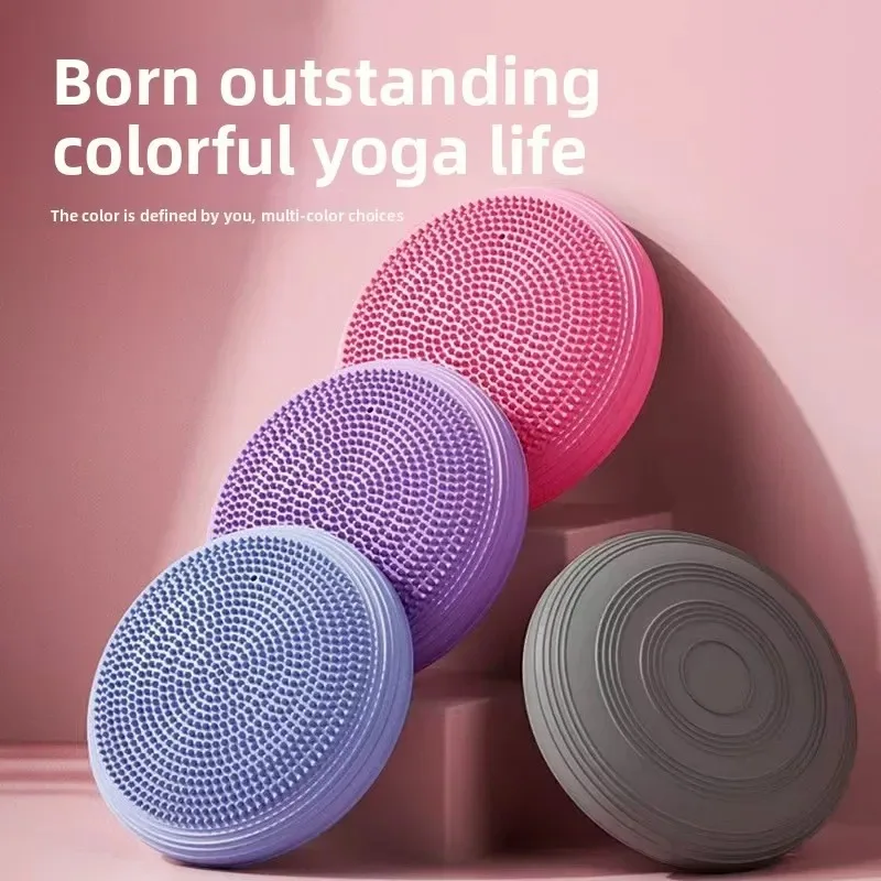 Oppustelig balanceskive til yoga og terapi - skridsikker pvc-vippepude, rehabilitering til børn/voksne