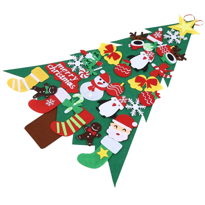 Felt Christmas Tree for Kids 95cm Diy Christmas Tree with Toddlers 32Pcs Ornaments for Children Xmas Hanging Home Door