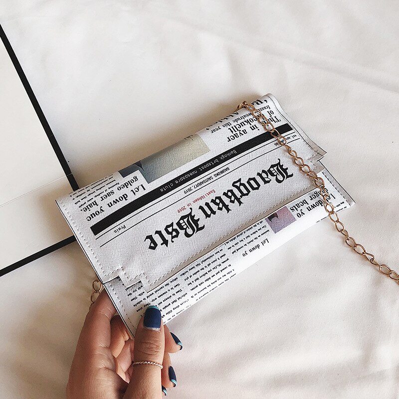 Newspapers modeling day clutch bag letter envelope bag casual shoulder bag purse evening bags with clothing wallet messenger bag