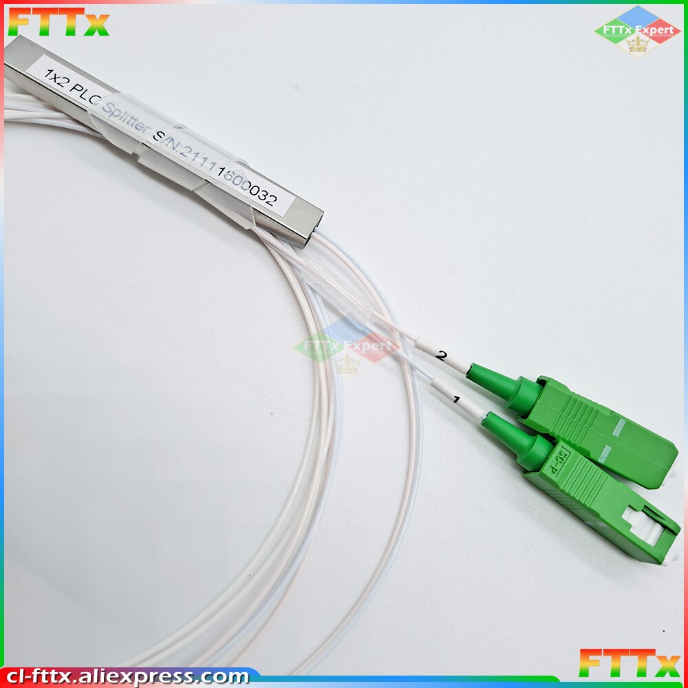 Fiber Optical PLC Splitter SC APC 1 : 2 Mini steel tube type 1x2 0.9mm Fiber Opitc Splitter SC/APC Connector