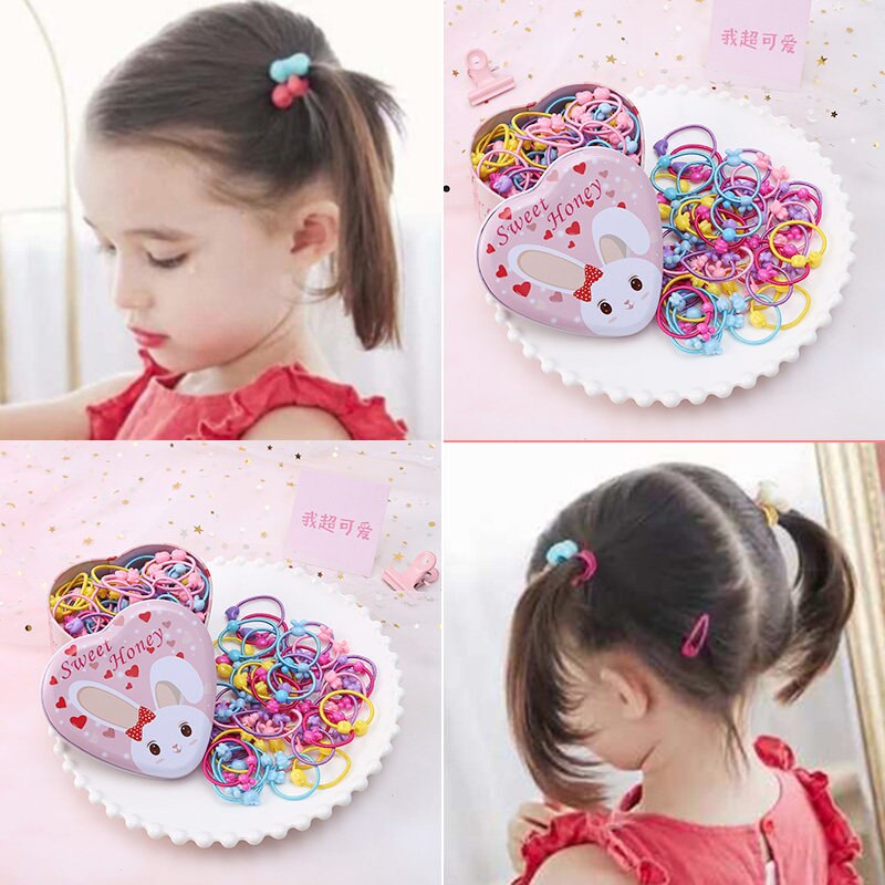 10pcs/set Girl Cute Cartoon Candy Color Rubber Band Elastic Hair Band Children Ponytail Headband Hair Accessories Set