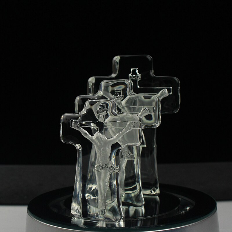 Recuerdos de la iglesia de pie, cristal óptico, crisol, cristal de Jesús, Cruz 3d, decoración cristiana