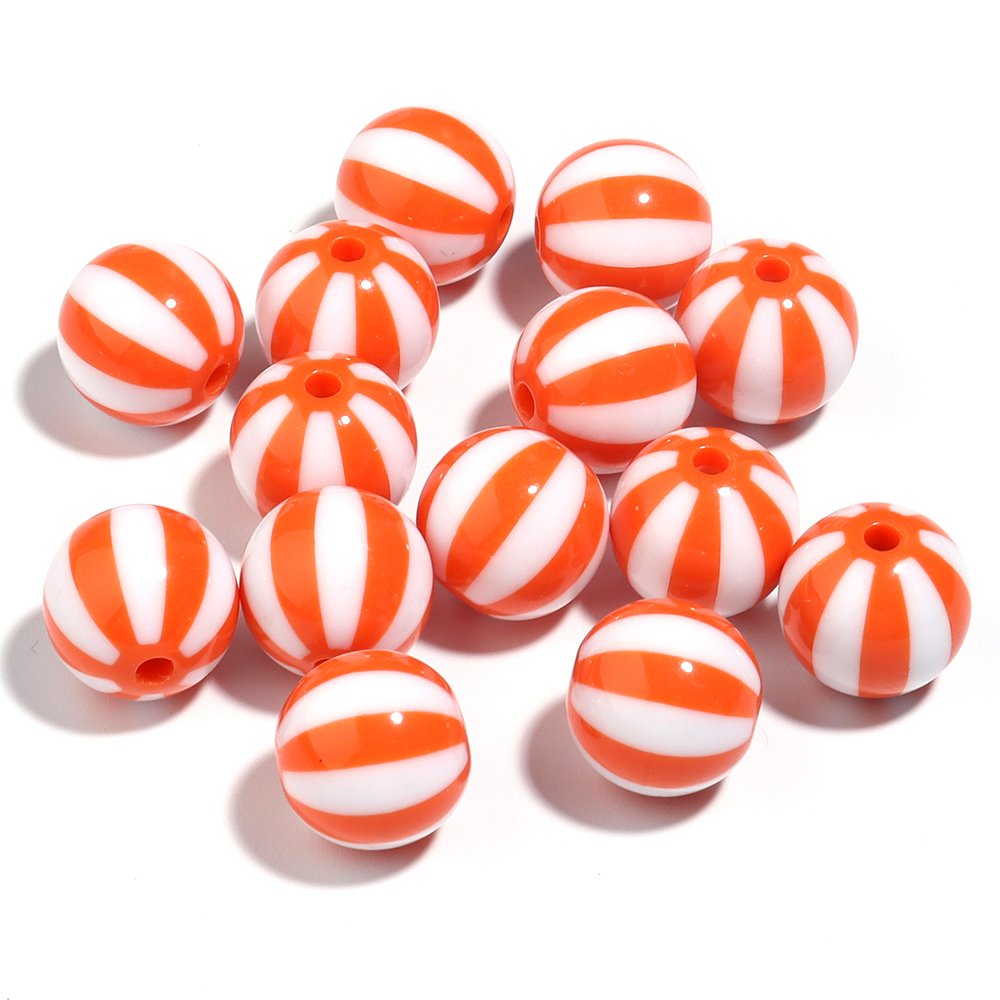 12mm 16mm 20mm akryl runde perler farvede stribede løse spacerperler til gør-det-selv håndlavede charms armbånd øreringe smykker fremstilling: Orange / 3mm