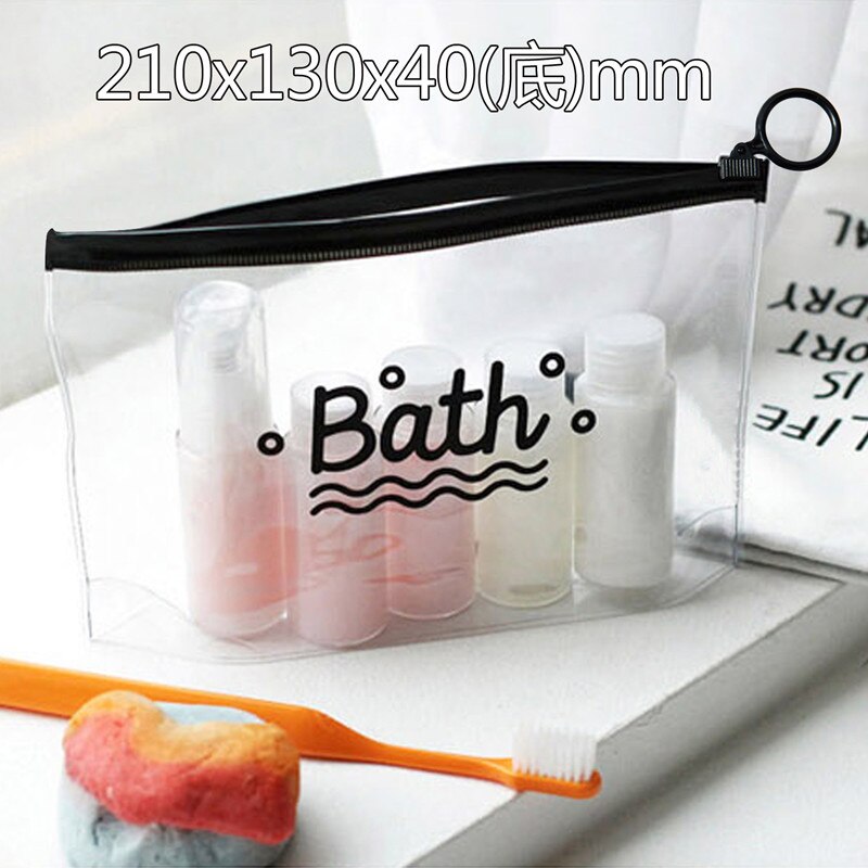 Transparent Make Up Bag PVC Cosmetic Bag Makeup Case Capacity Clear Travel Storage Pouch Toiletry Bath Wash Functional Organizer: Beige