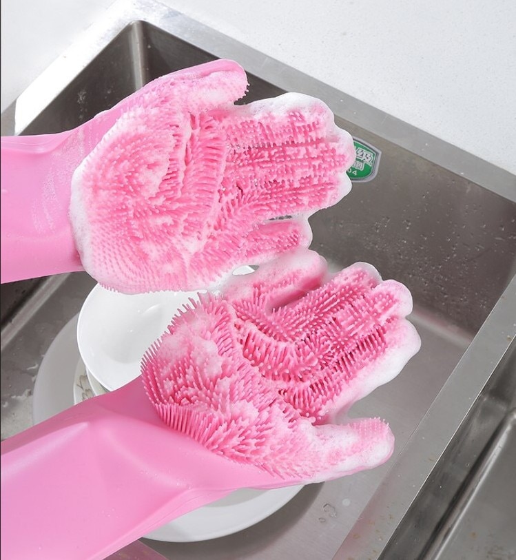 Gants en Silicone réutilisables gants de nettoyage magiques plat plat Pan lavage pour prendre soin des mains outils de nettoyage ménagers