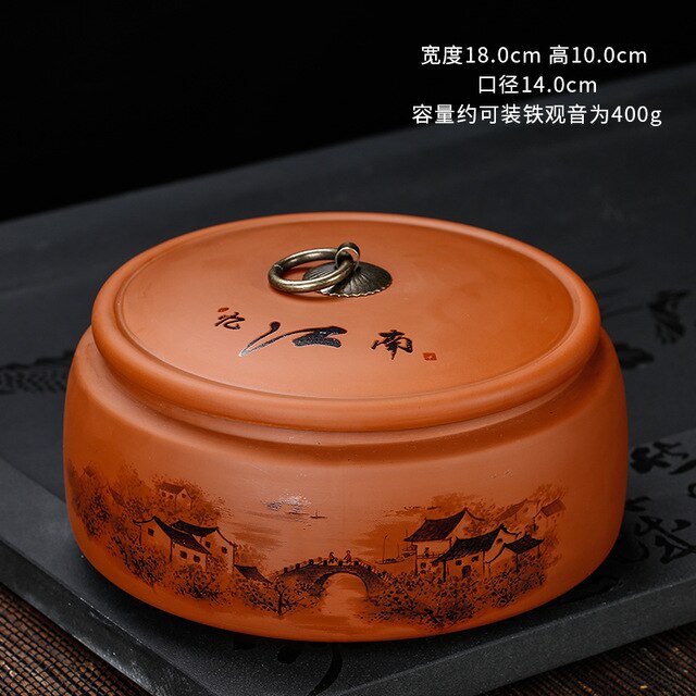 Caja de almacenamiento de té de estilo chino Puer, cajas de sellado de de arte púrpura Natural, tarros de café, granos, recipiente de Caddy, bandeja de caramelos y nueces: Pattern 17