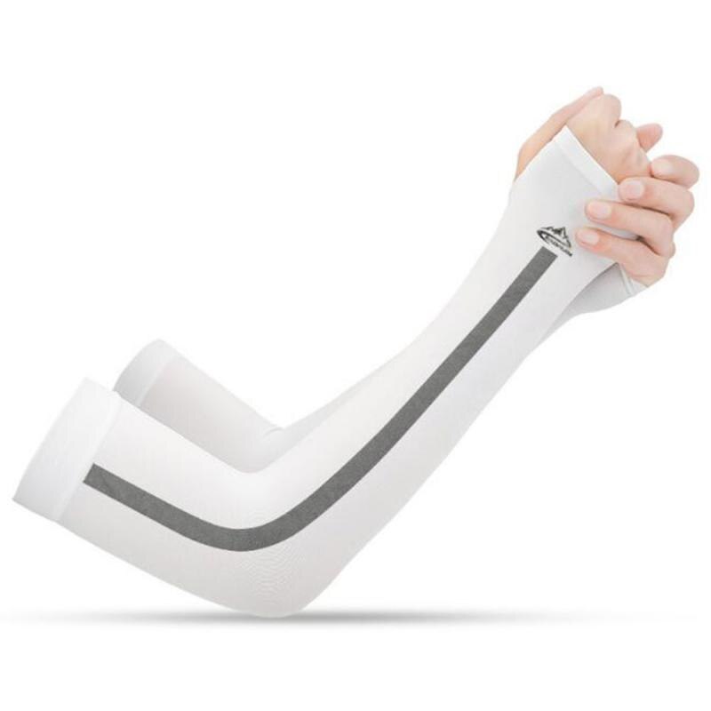 1Pairs Unisex Cooling Arm Sleeves Cover Cycling Running UV Sun Protection Outdoor Men Nylon Cool Arm Sleeves Cycling Accessories: white