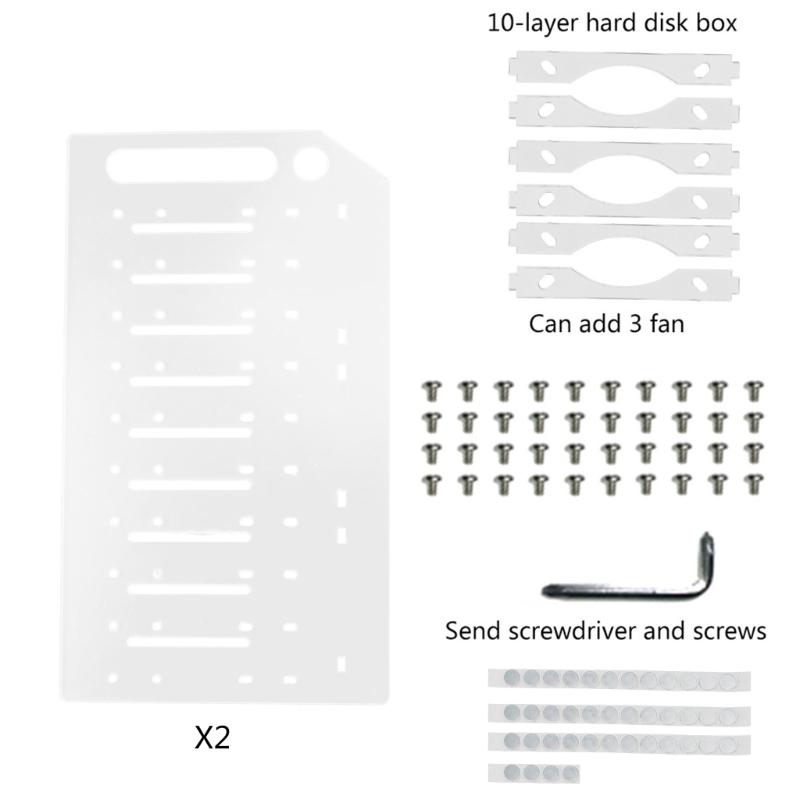 Multi-Layer Hard Drive Cage Hard Drive Bracket for 3.5in HDD SSD DIY Storage Acrylic Rack Shelf with Cooling Fan Space: green