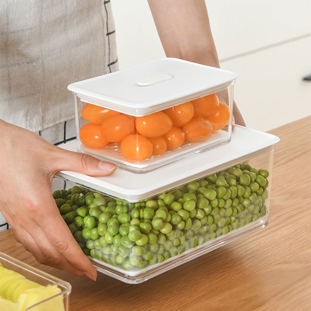 Refrigerator Food Storage Containers with Lids Kitchen Storage Seal Tank Plastic Separate Vegetable Fruit Fresh Box