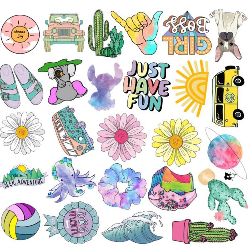 50 Pcs/Pack Cartoon Vinyl Stickers Girl Essential Stuff Water Bottles Decals Suitable For Photo Luggage Laptop Trendy Stickers