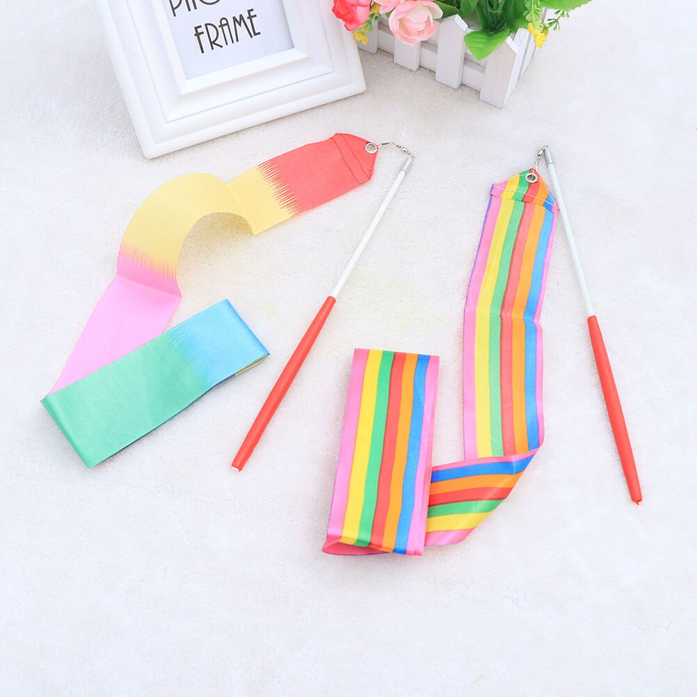 4pcs Colorful Baton Twirling Dance Ribbon Silk Ribbon Dancing Streamers for Kids