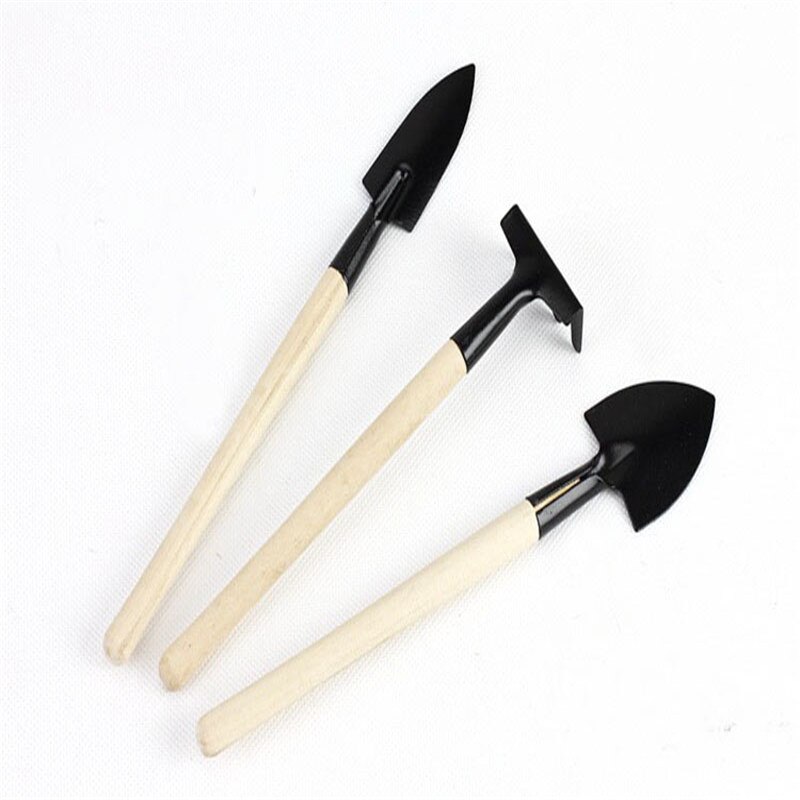 3pcs/1Set Mini Garden Tools Small Shovel Rake Spade Wood Handle Metal Head Garden Tools