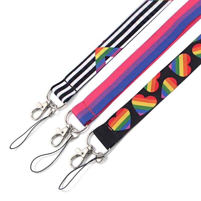 Lgbt rainbow lanyards nyckelring lesbisk gay pride cool nackrem usb namnbricka hållare mobiltelefon hänga rep webbing