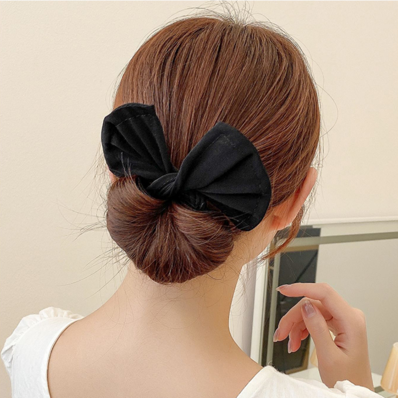 Multicolor Deft Bun Print Headband Hairpin for Women Girl Cloth Hair Circle Bun Maker Ponytail Holder Hair Accessories 1pcs