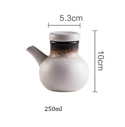 Japanese Style Ceramic Retro Black Soy Sauce Pot Small Vinegar Pot with Lid Sauce Jar Bottle Tableware: Dark Khaki