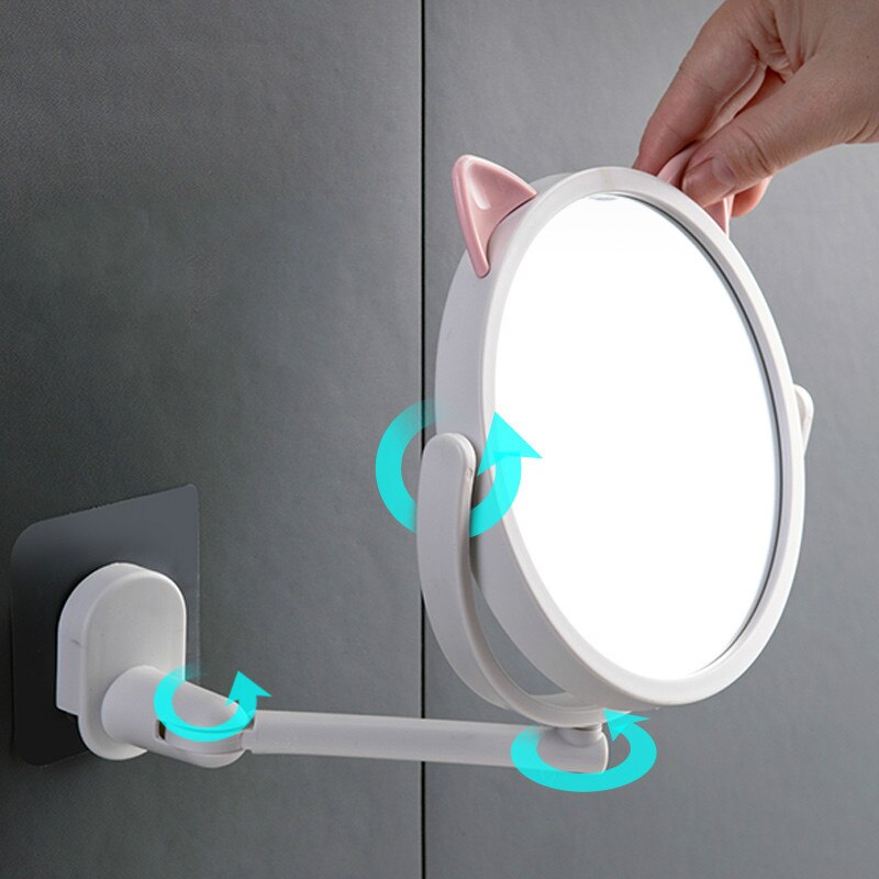 Free punching wall hanging small mirror bathroom wall makeup mirror home bathroom wall self-adhesive WF1021305