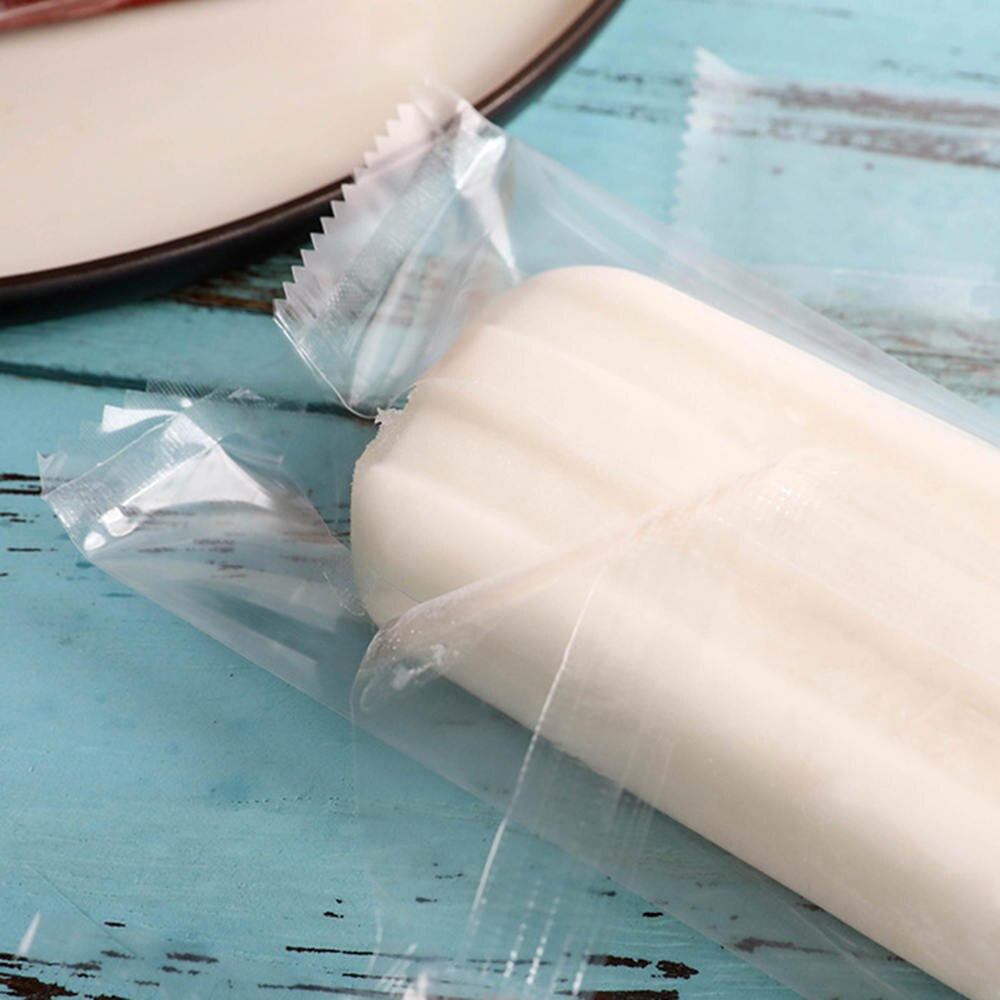 100pcs Disposable Transparent Ice Cream Plastic Bag Popsicle Bag Cake Bread Chocolate DIY Packaging