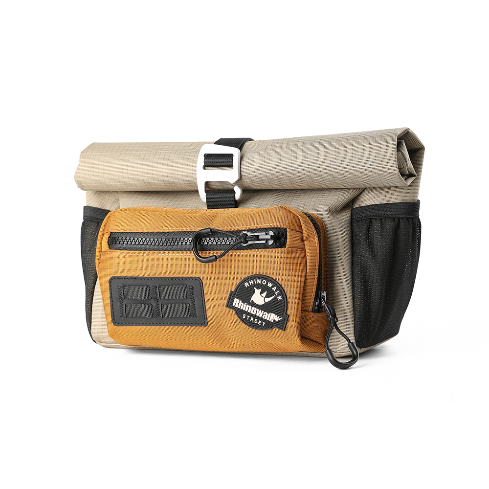 Rhinowalk-Bolsa plegable para manillar de bicicleta, cesta delantera de liberación rápida de 4L para ciclismo urbano, paquete de almacenamiento Bromton Dahon, bolsa de hombro: Blanco